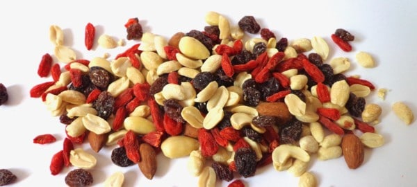 Studentenfutter mit Goji Beeren hat viele B-Vitamine