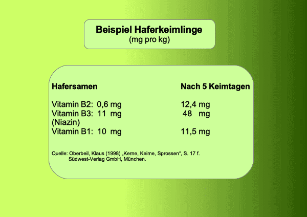 Nährstoffe in Sprossen: Anstieg der B Vitamine in Haferkeimlingen