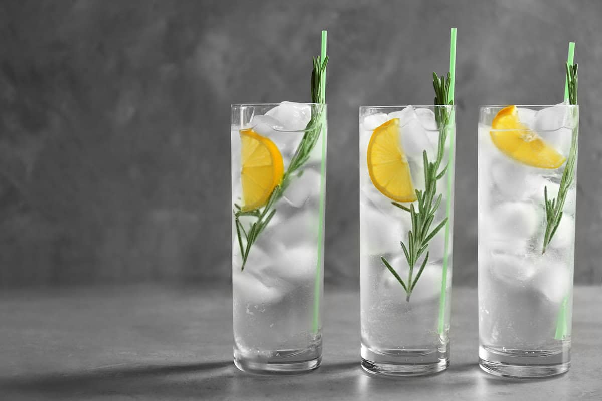 Alkoholfreier Gin mit Tonic, Rosmarin und Zitrone